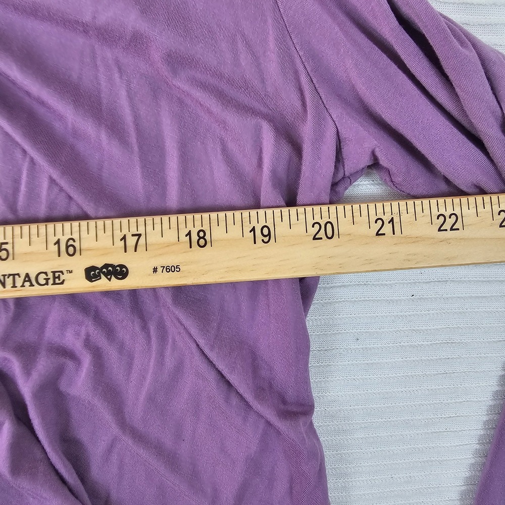 LOGO Lori Goldstein Purple Long Sleeve Ruffle Hem Marble Print Top Large‎ - Picture 4 of 5